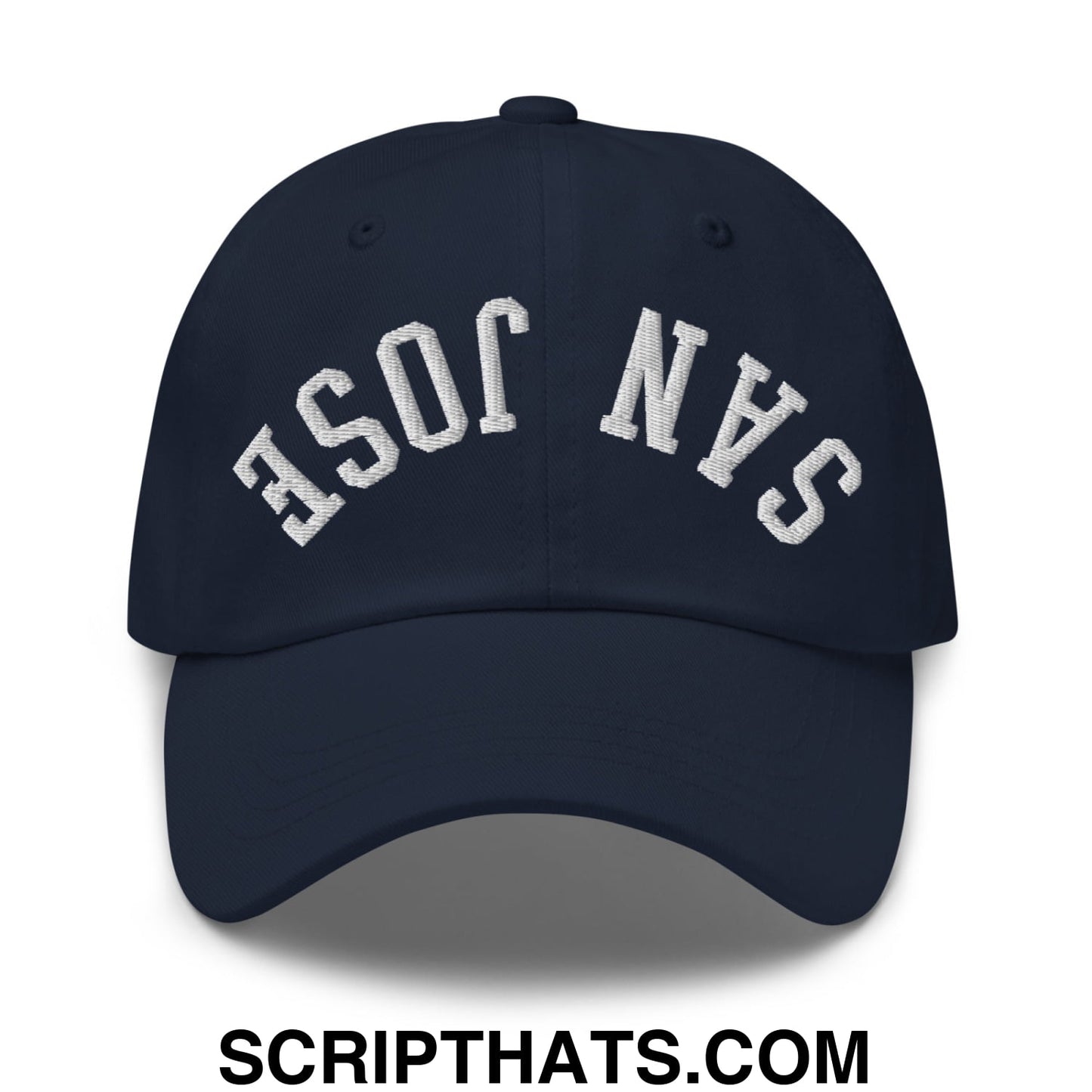 Upside Down San Jose Embroidered Unstructured Dad Hat Navy