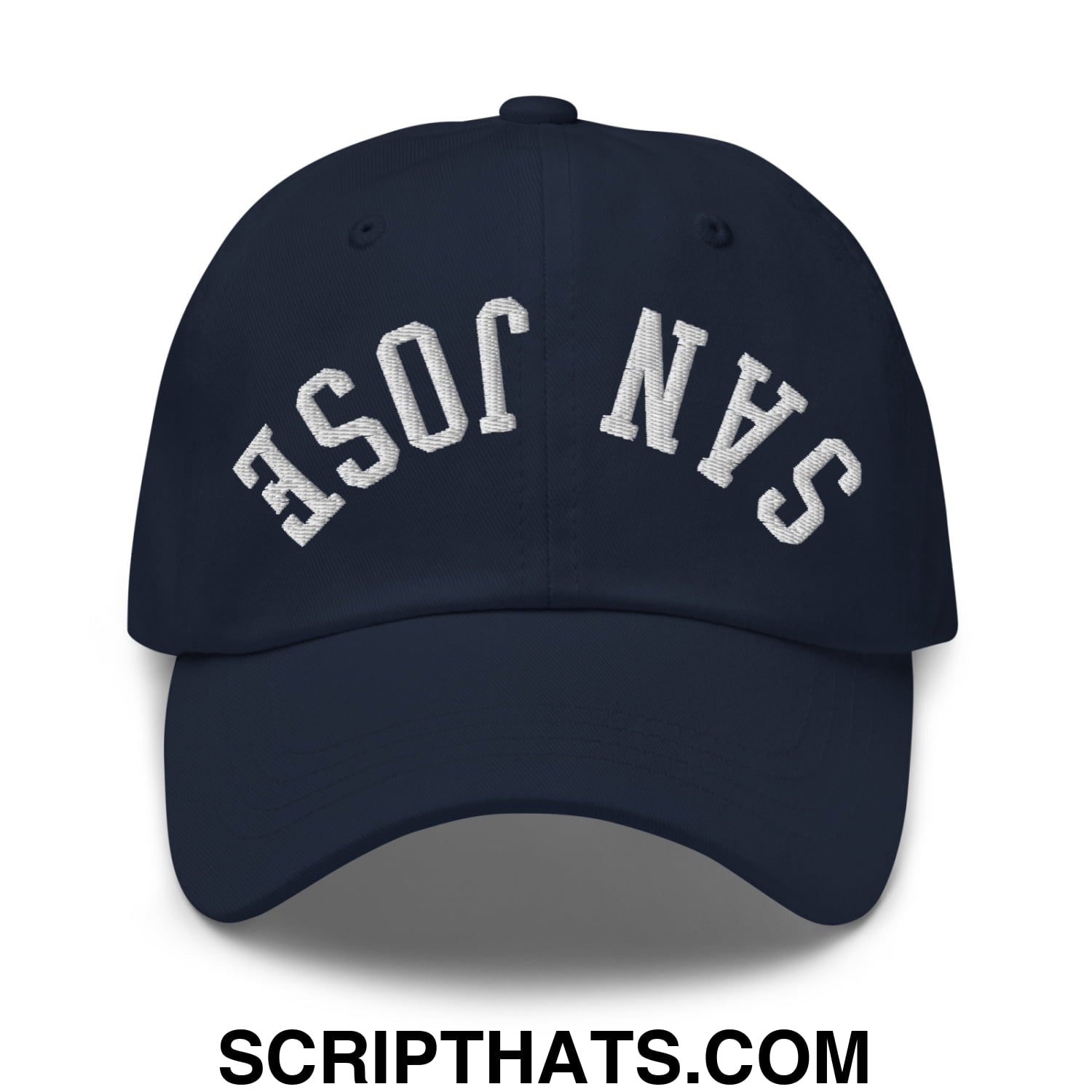 Upside Down San Jose Embroidered Unstructured Dad Hat Navy