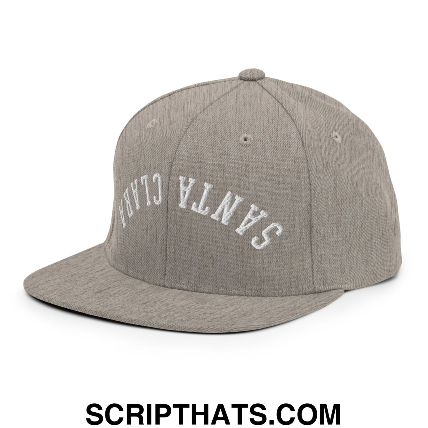 Upside Down Santa Clara Embroidered Flat Bill Brim Snapback Hat Heather Grey