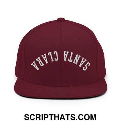 Upside Down Santa Clara Embroidered Flat Bill Brim Snapback Hat Maroon