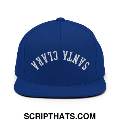Upside Down Santa Clara Embroidered Flat Bill Brim Snapback Hat Royal Blue