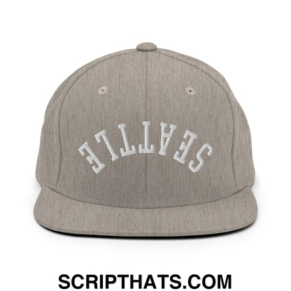 Upside Down Seattle Embroidered Flat Bill Brim Snapback Hat Heather Grey