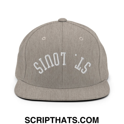 Gray heather snapback cap with white embroidered upside down st louis flat bill brim for casual wear