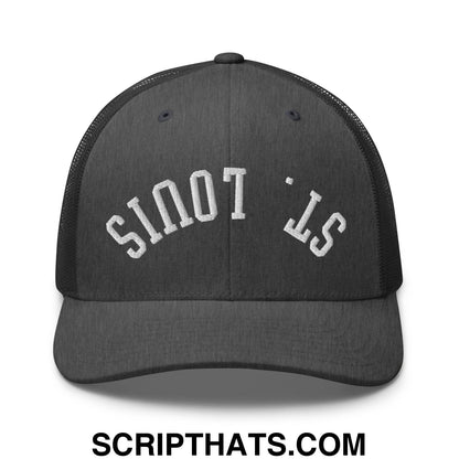Upside Down St. Louis Embroidered Mesh Trucker Hat Dark Heather Gray