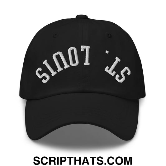 Upside Down St. Louis Embroidered Unstructured Dad Hat Black