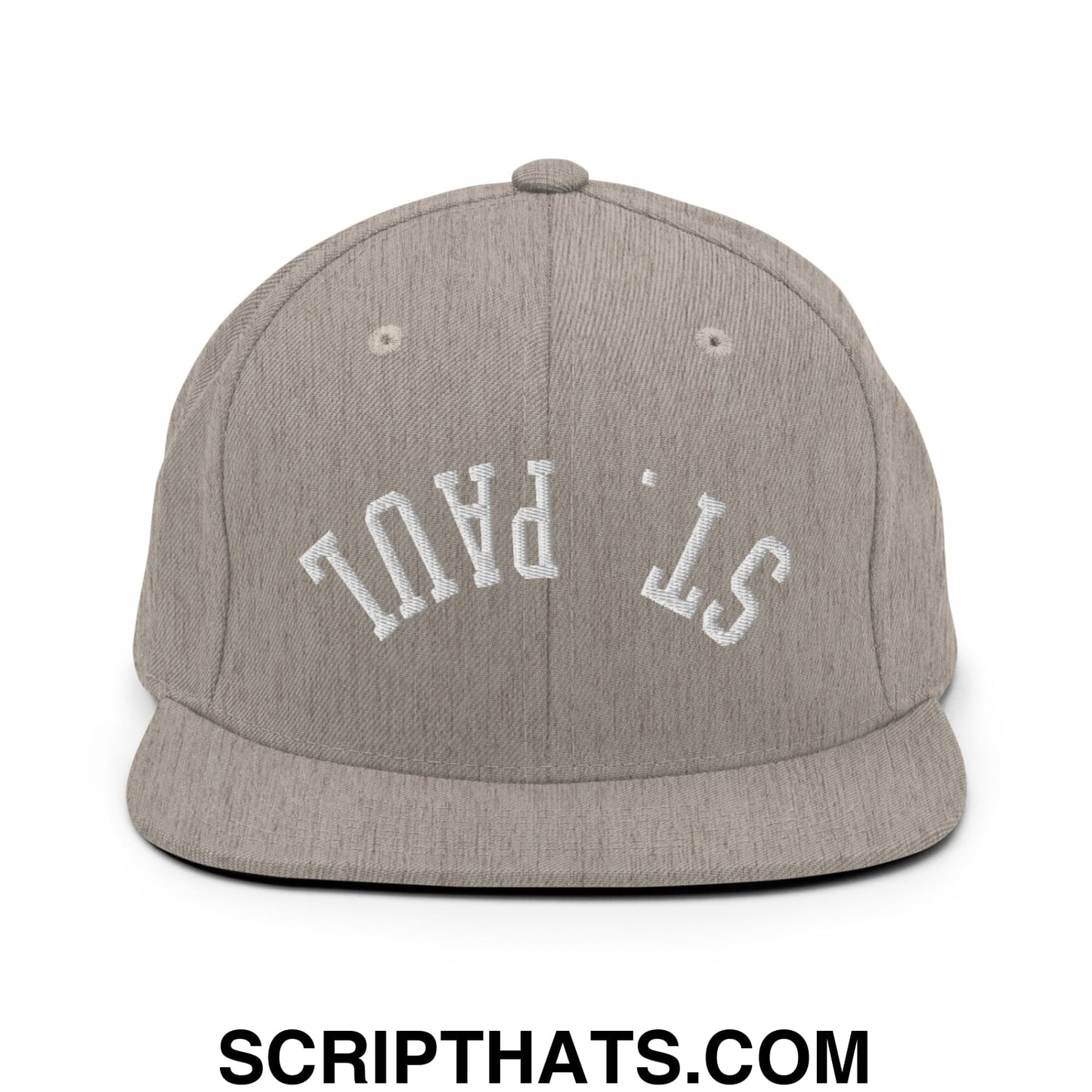 Upside Down St. Paul Embroidered Flat Bill Brim Snapback Hat Heather Grey