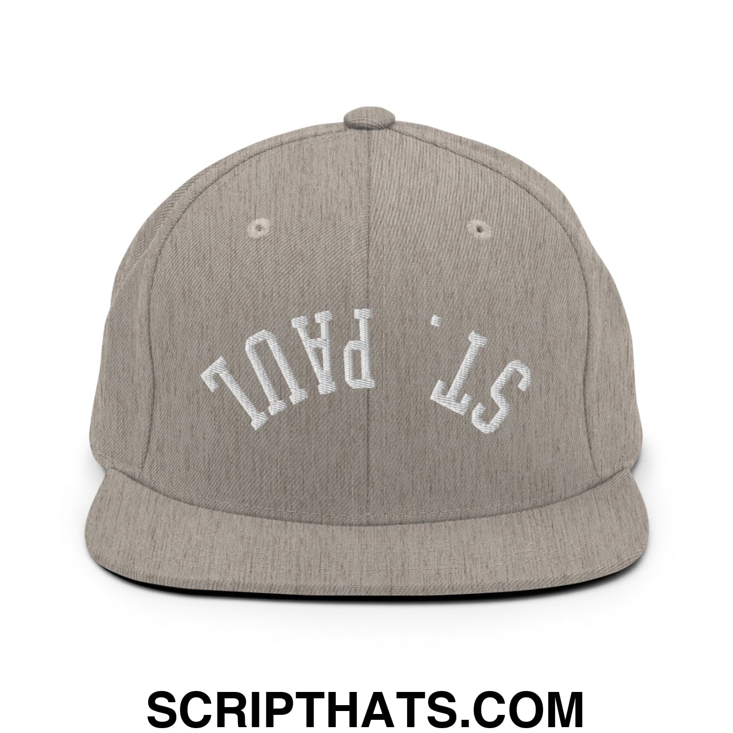 Upside Down St. Paul Embroidered Flat Bill Brim Snapback Hat Heather Grey