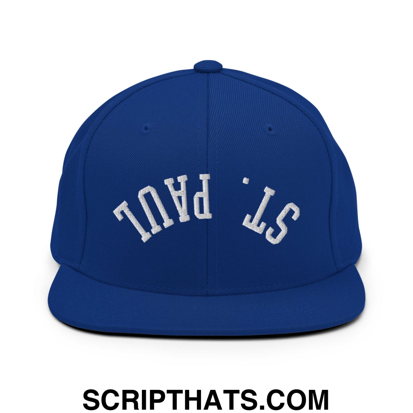 Upside Down St. Paul Embroidered Flat Bill Brim Snapback Hat Royal Blue