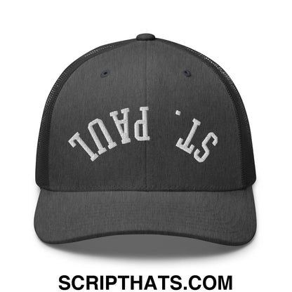 Upside Down St. Paul Embroidered Mesh Trucker Hat Dark Heather Gray