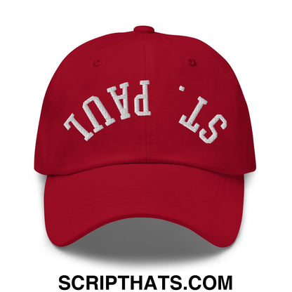 Upside Down St. Paul Embroidered Unstructured Dad Hat Cranberry