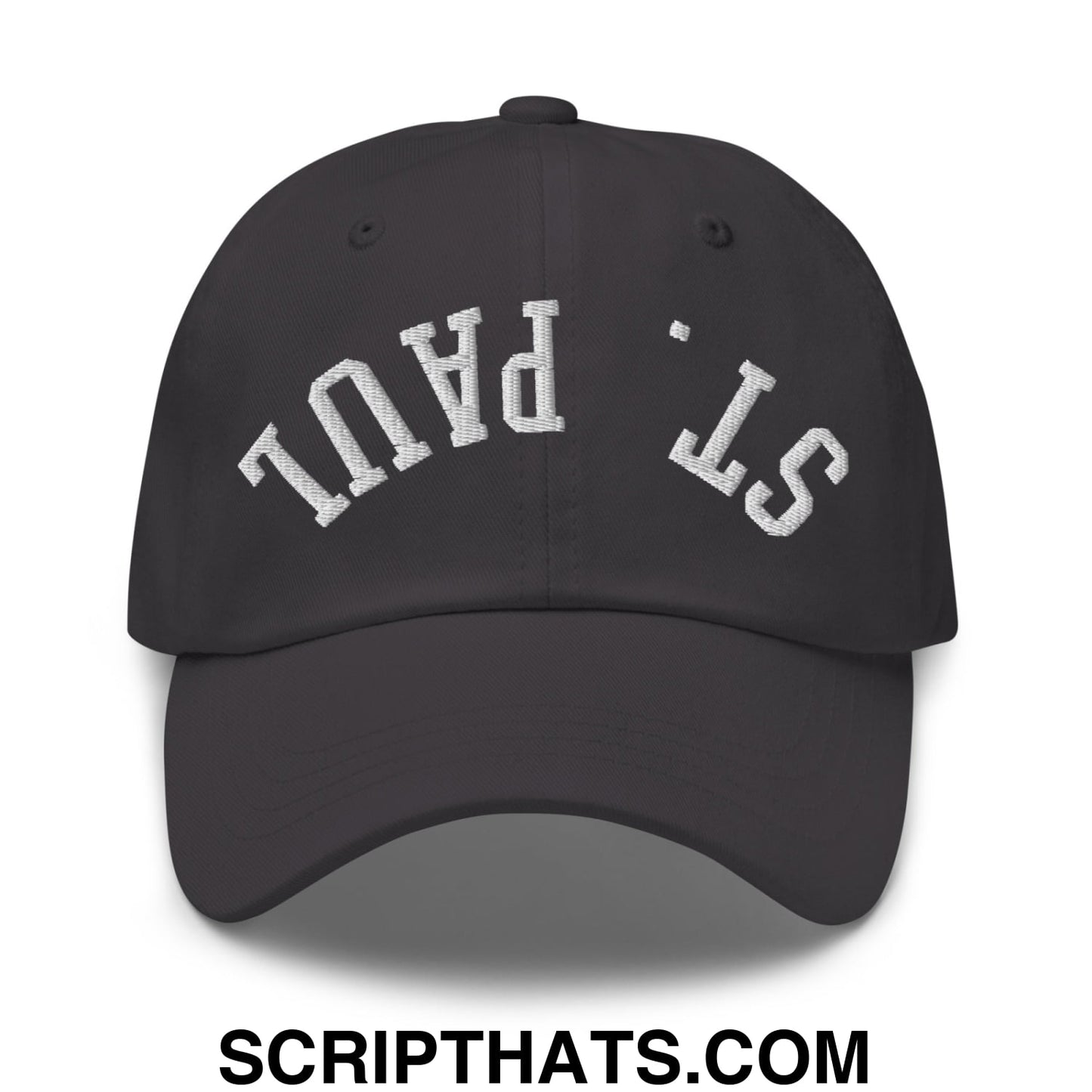 Upside Down St. Paul Embroidered Unstructured Dad Hat Dark Grey