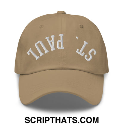 Upside Down St. Paul Embroidered Unstructured Dad Hat Khaki