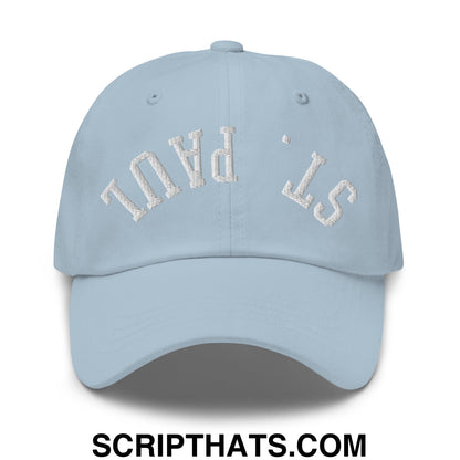 Upside Down St. Paul Embroidered Unstructured Dad Hat Light Blue