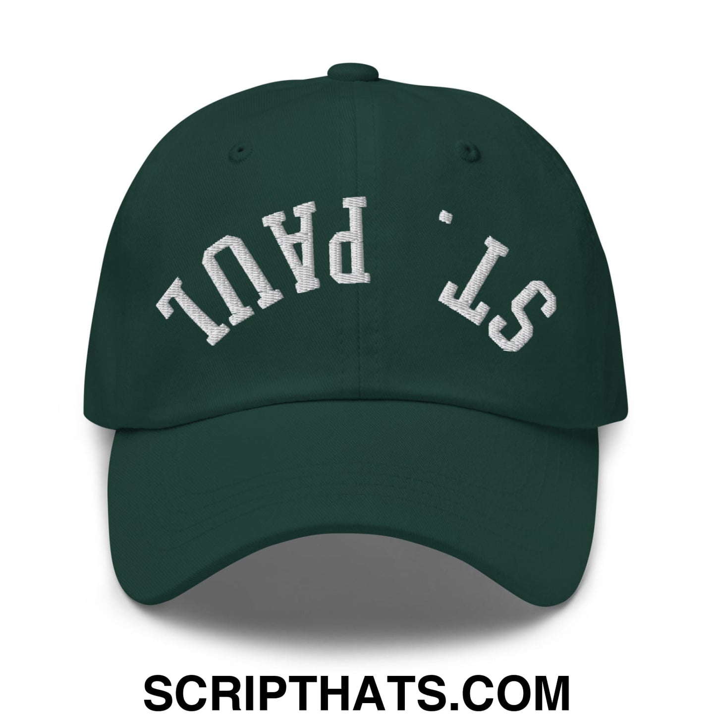 Upside Down St. Paul Embroidered Unstructured Dad Hat Spruce