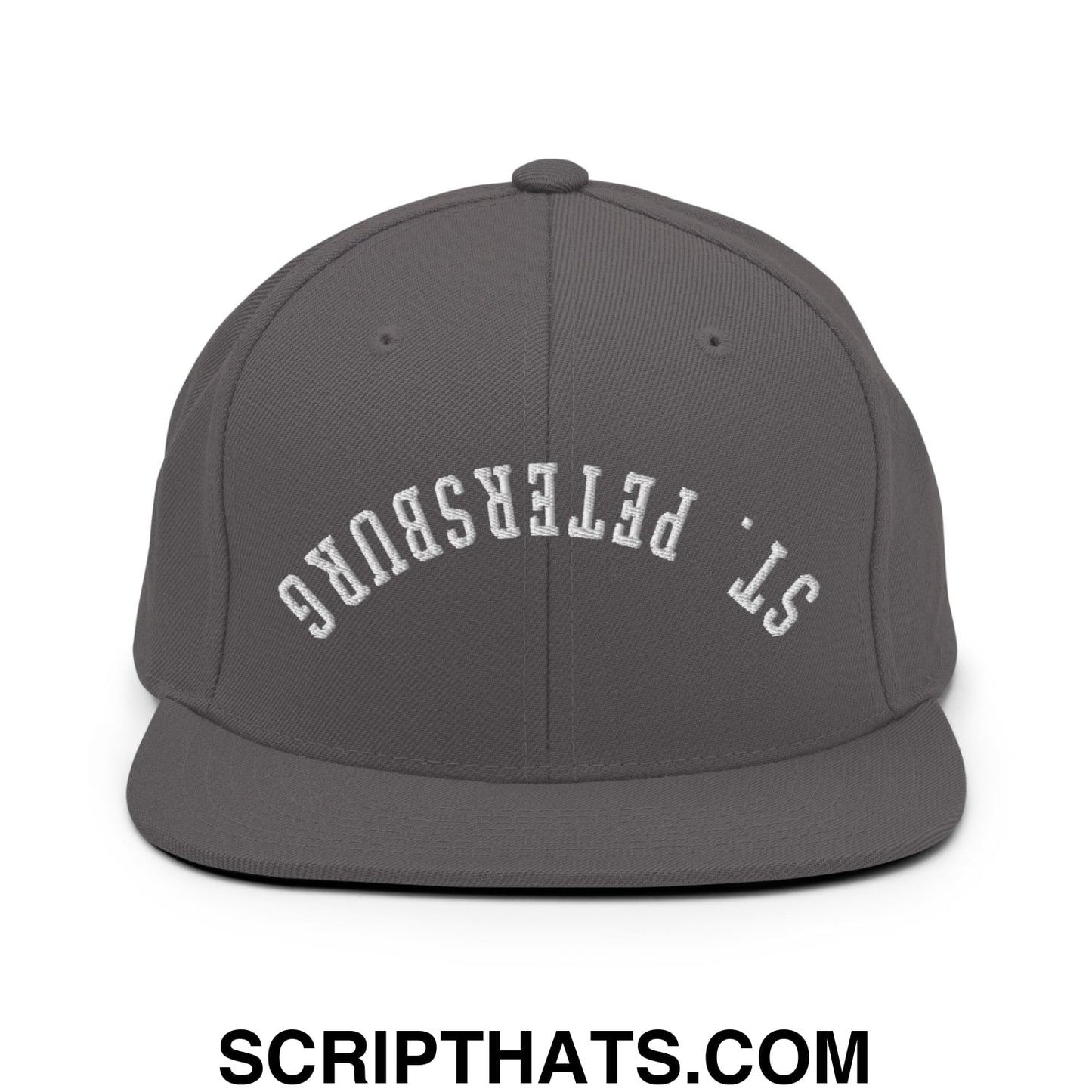Upside Down St. Petersburg Embroidered Flat Bill Brim Snapback Hat Dark Grey