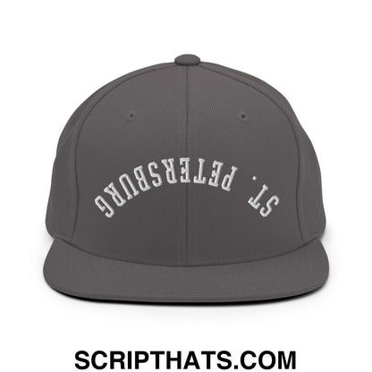 Upside Down St. Petersburg Embroidered Flat Bill Brim Snapback Hat Dark Grey
