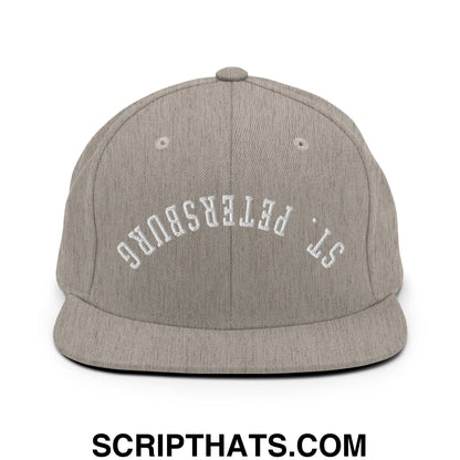 Upside Down St. Petersburg Embroidered Flat Bill Brim Snapback Hat Heather Grey