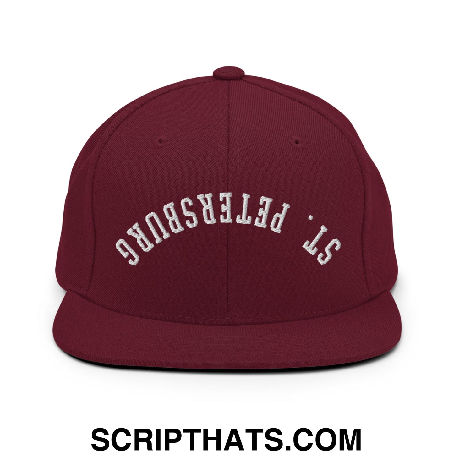 Upside Down St. Petersburg Embroidered Flat Bill Brim Snapback Hat Maroon