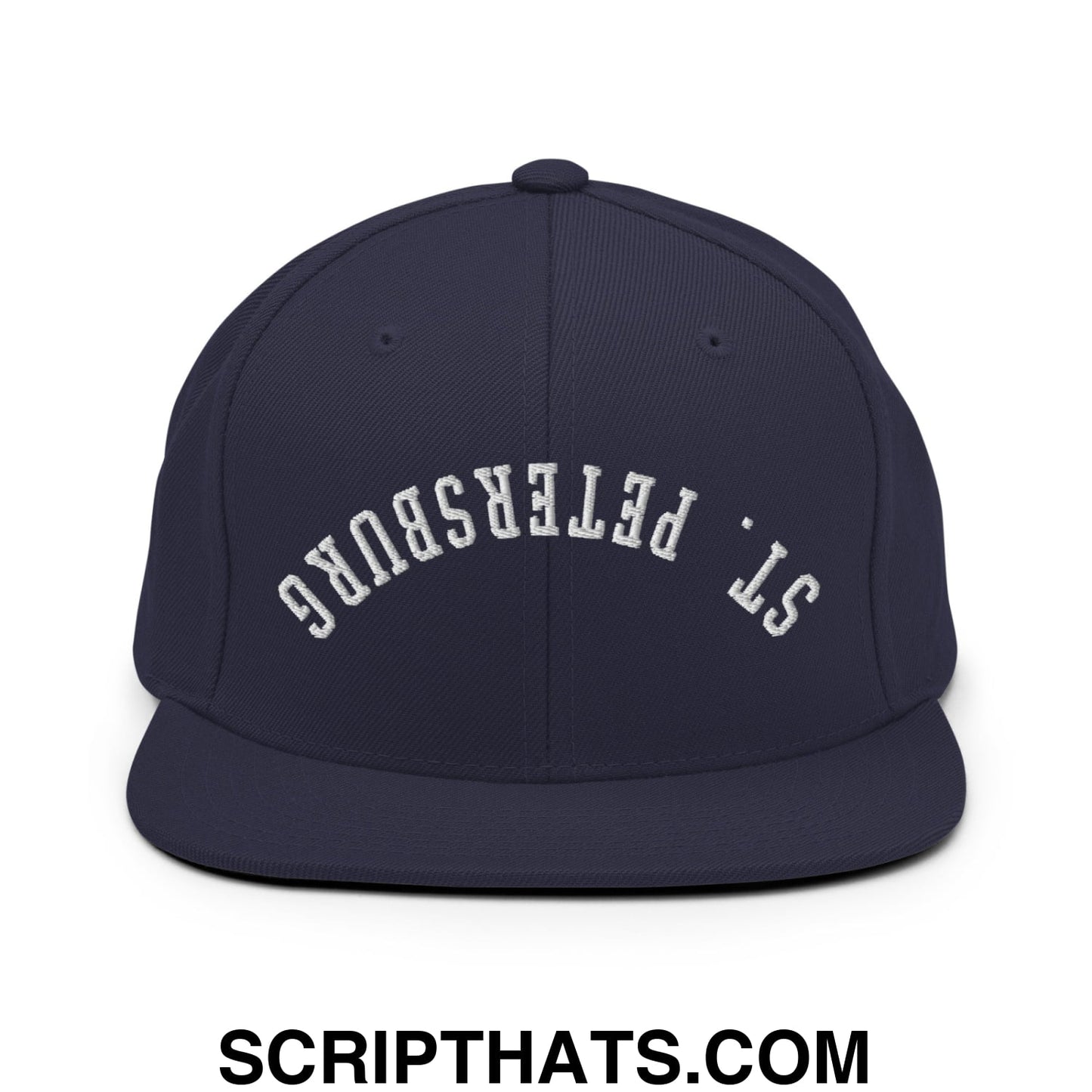 Upside Down St. Petersburg Embroidered Flat Bill Brim Snapback Hat Navy