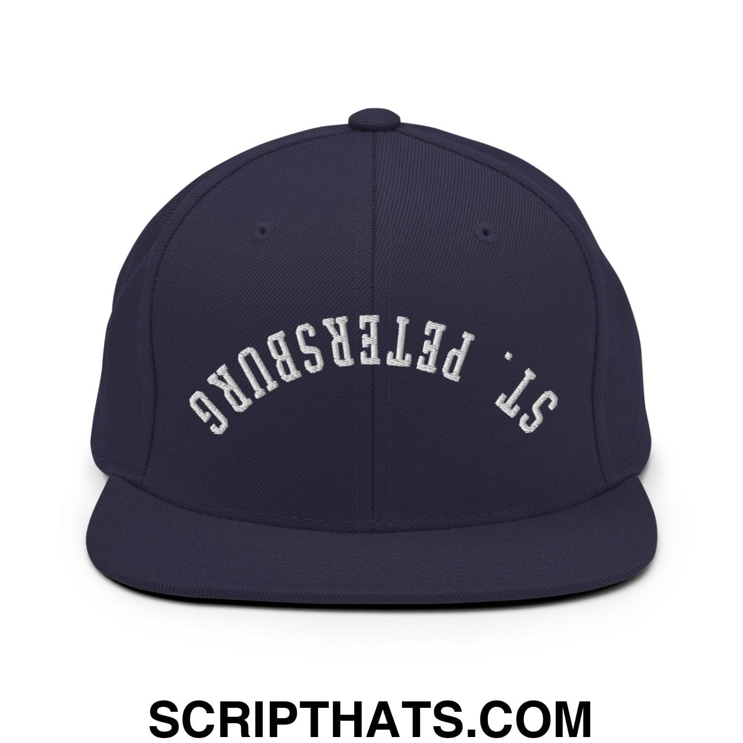 Upside Down St. Petersburg Embroidered Flat Bill Brim Snapback Hat Navy