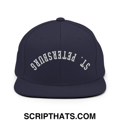 Upside Down St. Petersburg Embroidered Flat Bill Brim Snapback Hat Navy
