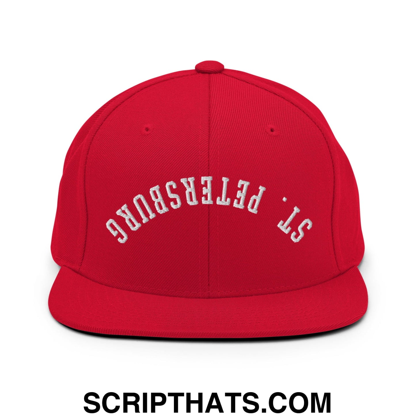 Upside Down St. Petersburg Embroidered Flat Bill Brim Snapback Hat Red