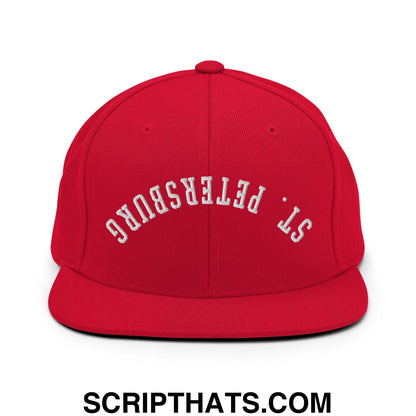 Upside Down St. Petersburg Embroidered Flat Bill Brim Snapback Hat Red