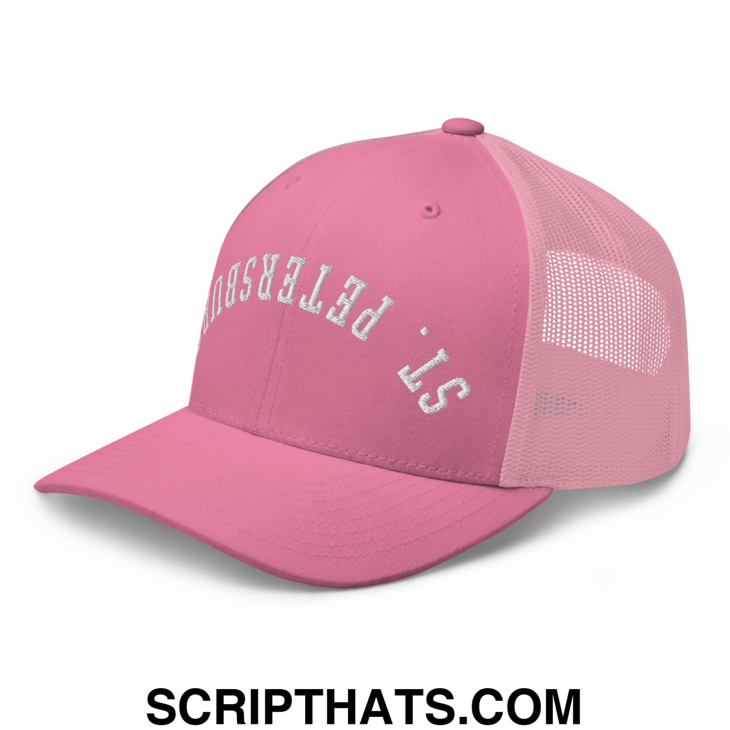 Upside Down St. Petersburg Embroidered Mesh Trucker Hat Pink
