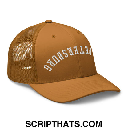 Upside Down St. Petersburg Embroidered Mesh Trucker Hat Caramel