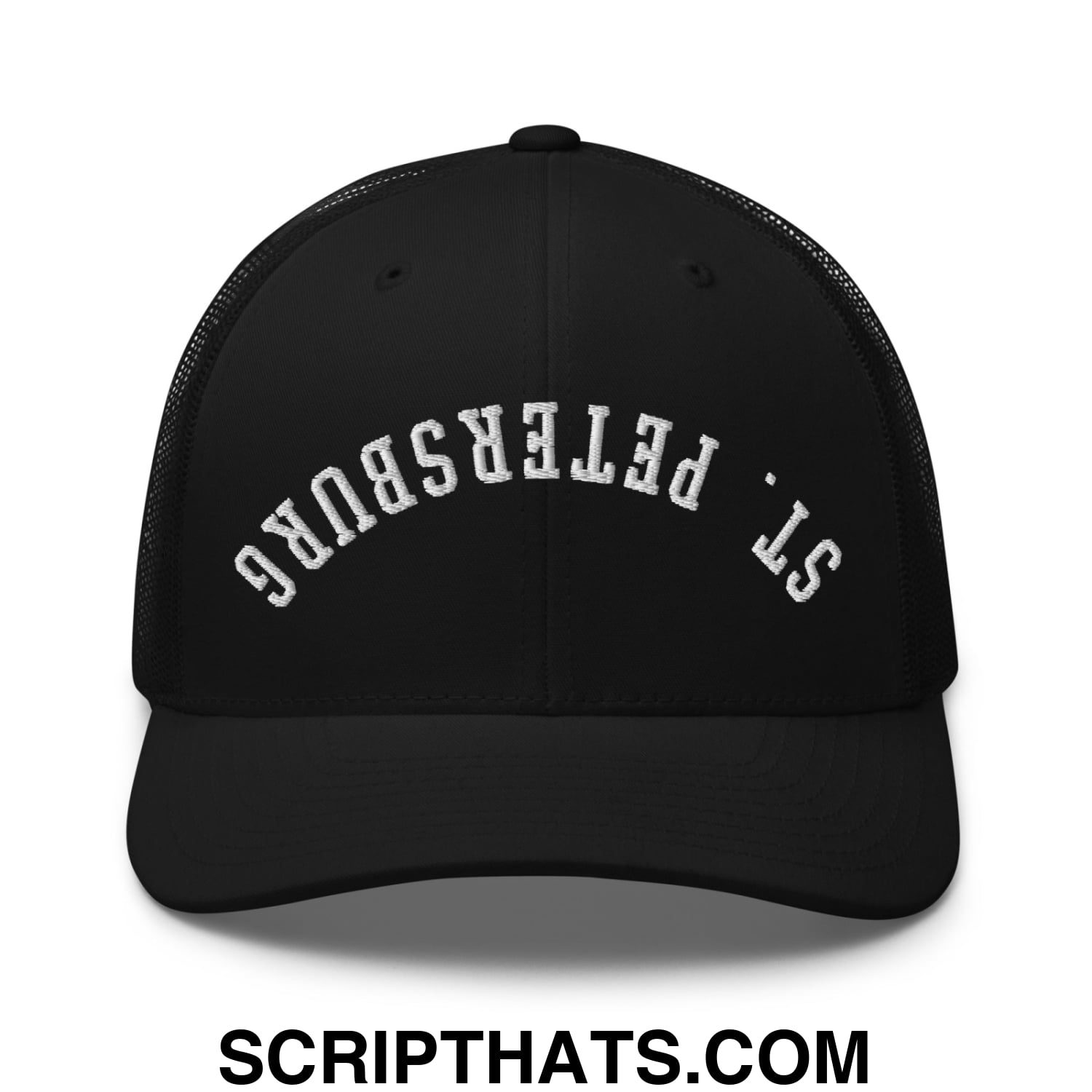 Upside Down St. Petersburg Embroidered Mesh Trucker Hat Black