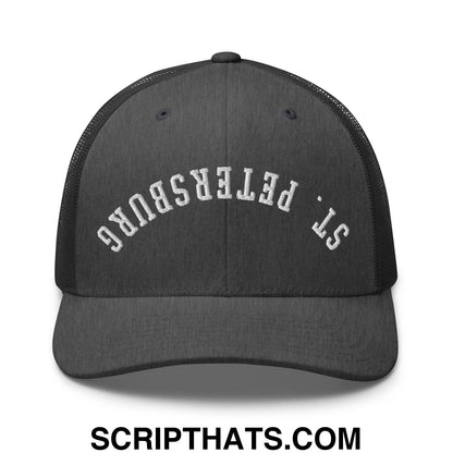 Upside Down St. Petersburg Embroidered Mesh Trucker Hat Dark Heather Gray