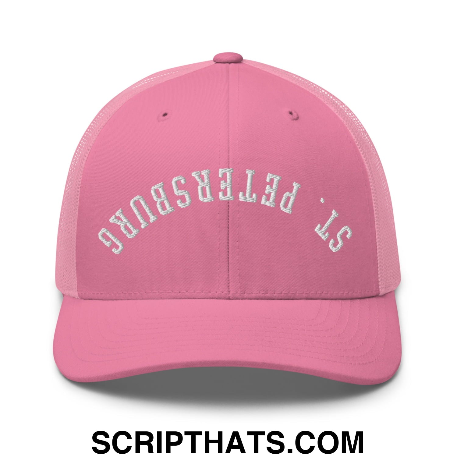 Upside Down St. Petersburg Embroidered Mesh Trucker Hat Pink