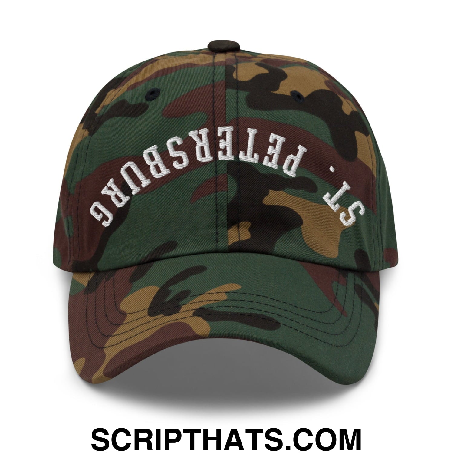 Upside Down St. Petersburg Embroidered Unstructured Dad Hat Green Camo