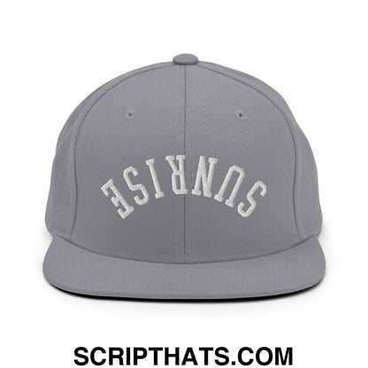 Upside Down Sunrise Embroidered Flat Bill Brim Snapback Hat Silver
