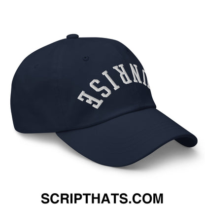 Upside Down Sunrise Embroidered Unstructured Dad Hat Navy