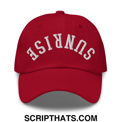 Upside Down Sunrise Embroidered Unstructured Dad Hat Cranberry