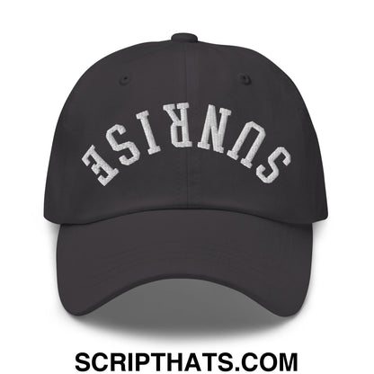 Upside Down Sunrise Embroidered Unstructured Dad Hat Dark Grey