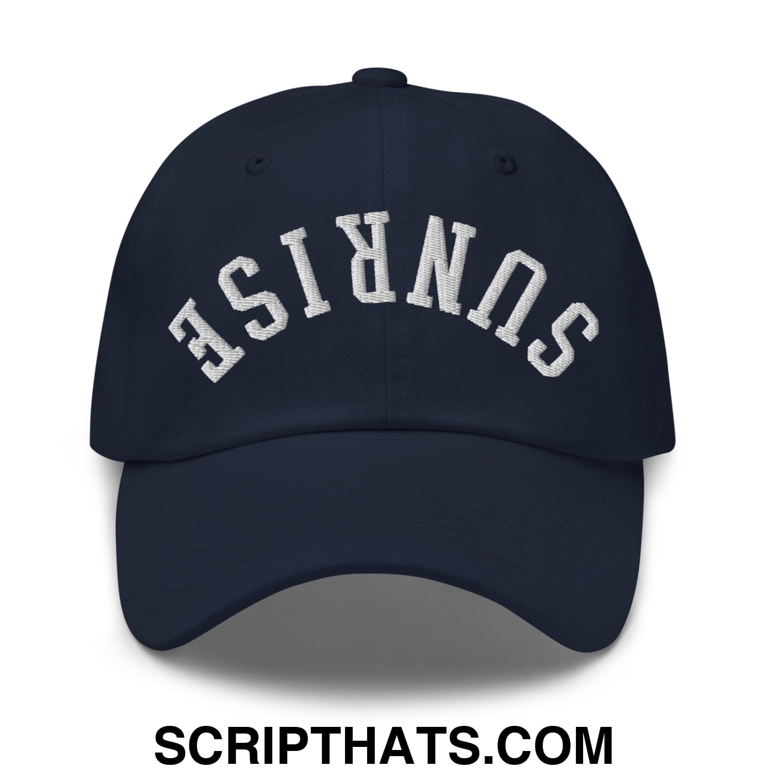 Upside Down Sunrise Embroidered Unstructured Dad Hat Navy