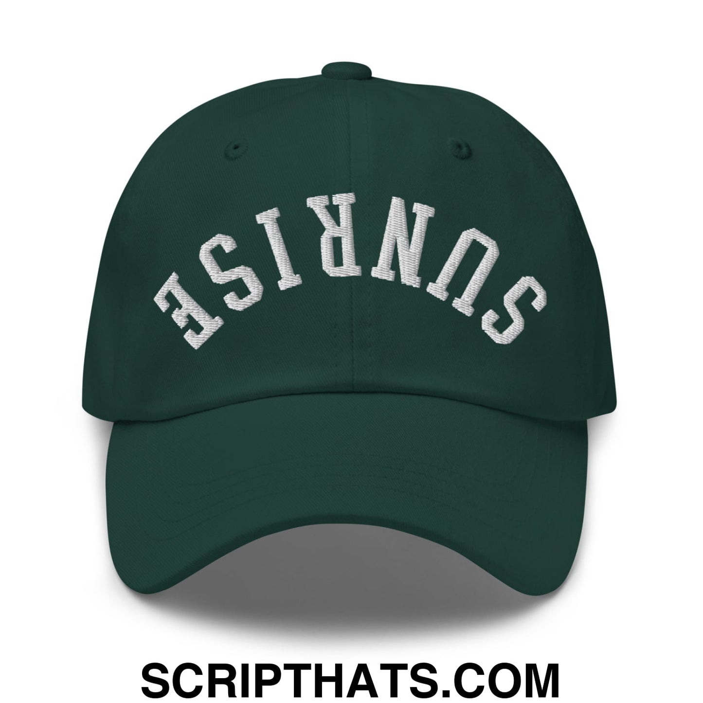 Upside Down Sunrise Embroidered Unstructured Dad Hat Spruce