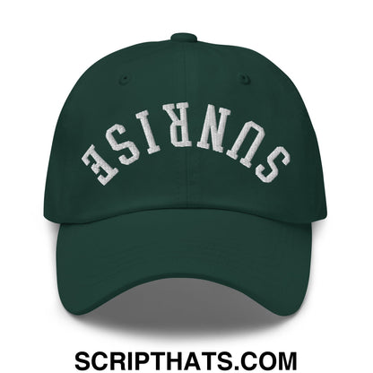 Upside Down Sunrise Embroidered Unstructured Dad Hat Spruce
