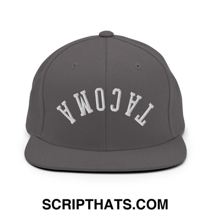 Upside Down Tacoma Embroidered Flat Bill Brim Snapback Hat Dark Grey
