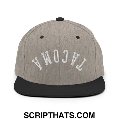Upside Down Tacoma Embroidered Flat Bill Brim Snapback Hat Heather Black