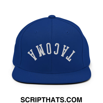 Upside Down Tacoma Embroidered Flat Bill Brim Snapback Hat Royal Blue