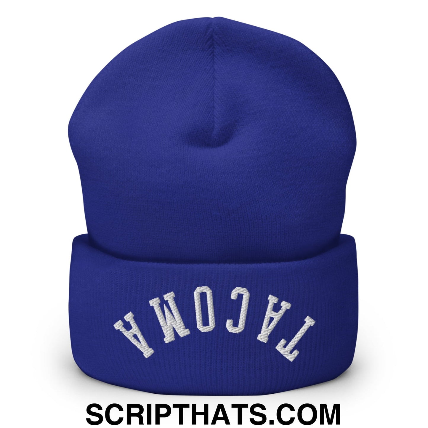 Upside Down Tacoma Embroidered Knit Cuffed Beanie Royal