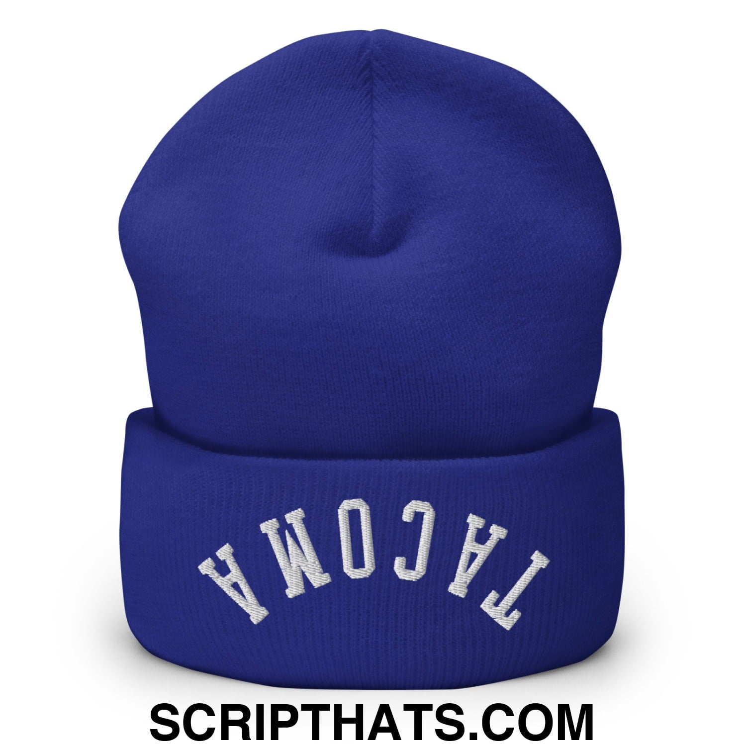 Upside Down Tacoma Embroidered Knit Cuffed Beanie Royal