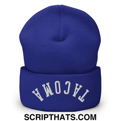 Upside Down Tacoma Embroidered Knit Cuffed Beanie Royal