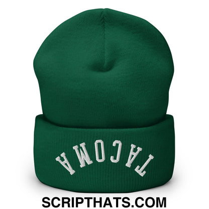 Upside Down Tacoma Embroidered Knit Cuffed Beanie Spruce