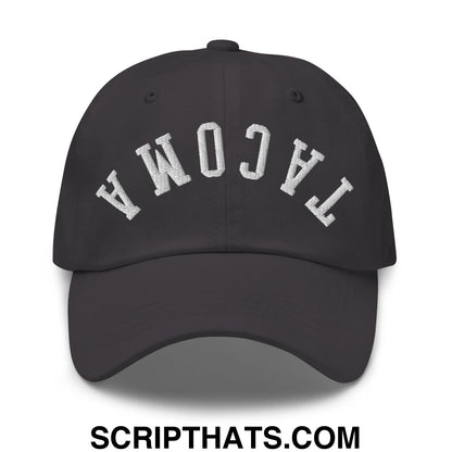 Upside Down Tacoma Embroidered Unstructured Dad Hat Dark Grey