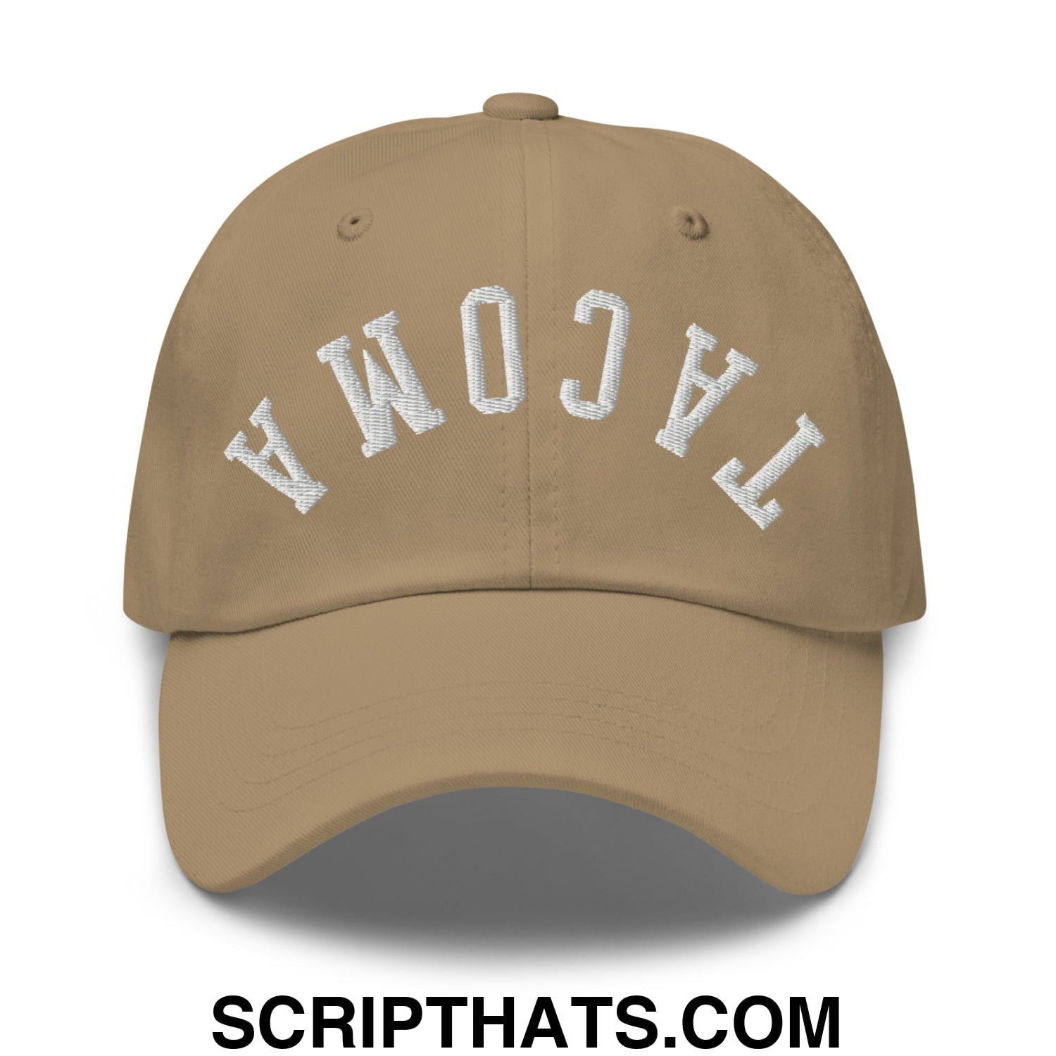 Upside Down Tacoma Embroidered Unstructured Dad Hat Khaki