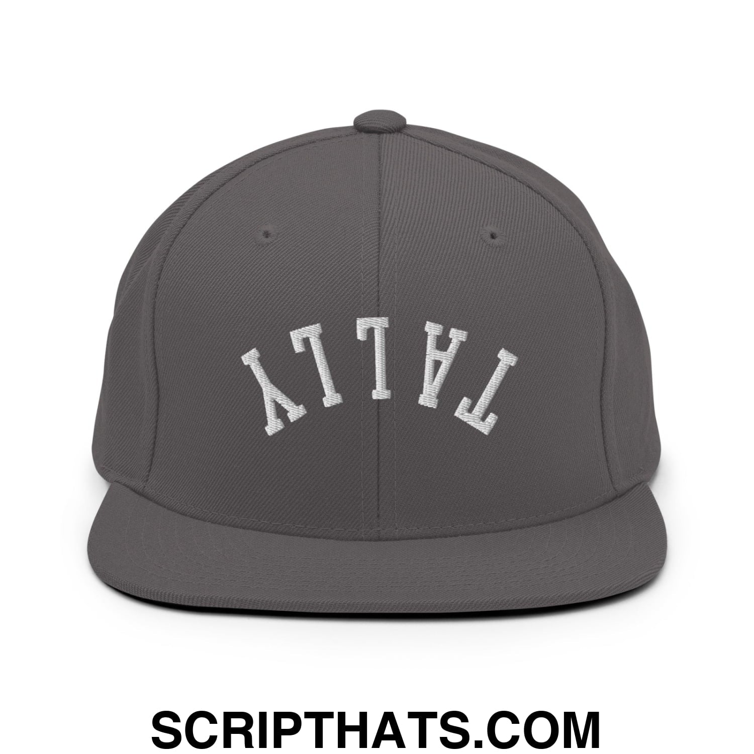 Upside Down Tally Embroidered Flat Bill Brim Snapback Hat Dark Grey